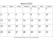 March 2012 Calendar calendar
