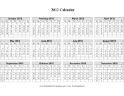 2012 Calendar on one page (horizontal grid) calendar