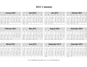 2012 Calendar (horizontal grid, descending) calendar