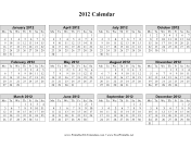 2012 Calendar on one page (horizontal, week starts on Monday) calendar