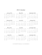 2012 Calendar (vertical, descending) calendar
