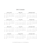 2012 Calendar (vertical, descending, holidays in red) calendar