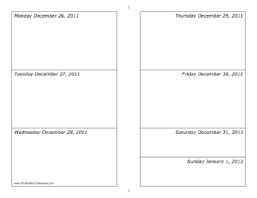 12/26/2011 Weekly Calendar-landscape Calendar