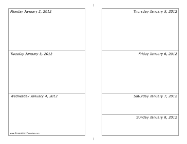 01/02/2012 Weekly Calendar-landscape Calendar