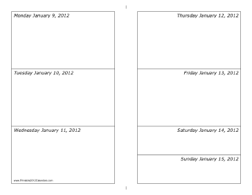 01/09/2012 Weekly Calendar-landscape Calendar