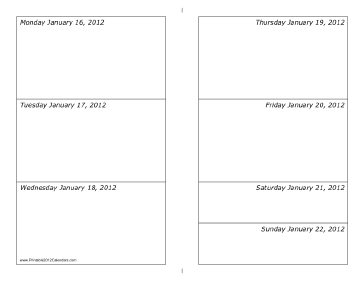 01/16/2012 Weekly Calendar-landscape Calendar