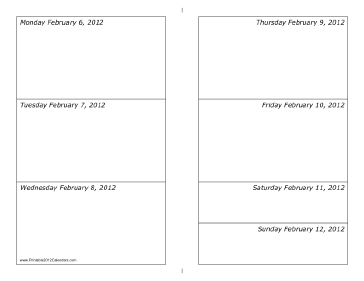 02/06/2012 Weekly Calendar-landscape Calendar