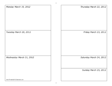 03/19/2012 Weekly Calendar-landscape Calendar