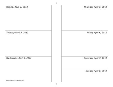 04/02/2012 Weekly Calendar-landscape Calendar