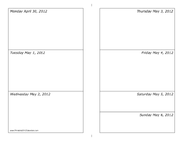 04/30/2012 Weekly Calendar-landscape Calendar