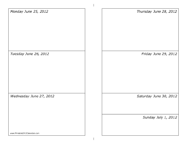 06/25/2012 Weekly Calendar-landscape Calendar