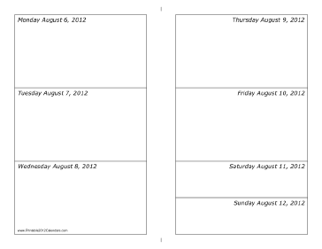 08/06/2012 Weekly Calendar-landscape Calendar