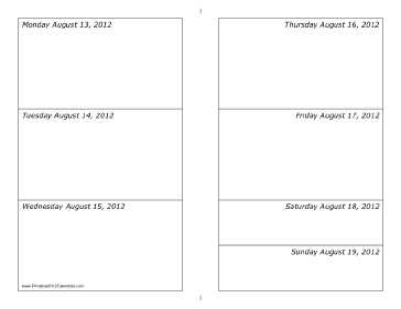 08/13/2012 Weekly Calendar-landscape Calendar