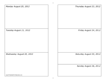 08/20/2012 Weekly Calendar-landscape Calendar