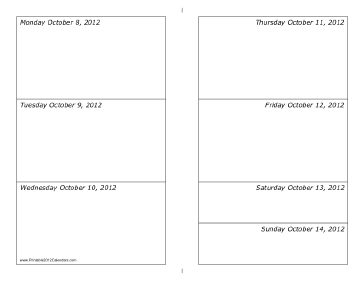 10/08/2012 Weekly Calendar-landscape Calendar