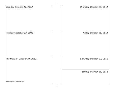 10/22/2012 Weekly Calendar-landscape Calendar