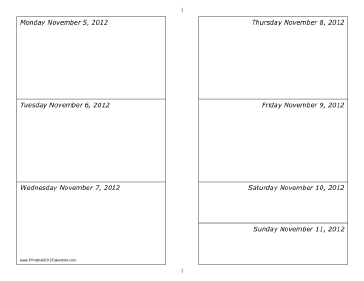 11/05/2012 Weekly Calendar-landscape Calendar