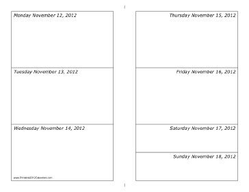11/12/2012 Weekly Calendar-landscape Calendar