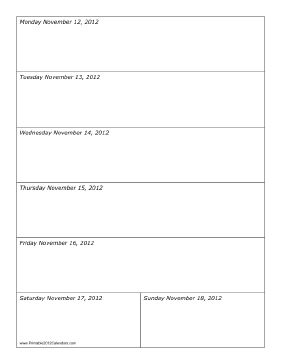 11/12/2012 Weekly Calendar-portrait Calendar