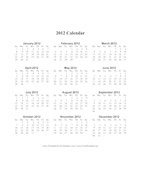 2012 Calendar on one page (vertical, holidays in red) Calendar