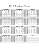2011-2012 Academic Calendar calendar