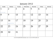 January 2012 Calendar calendar