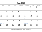 June 2012 Calendar calendar