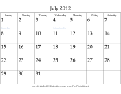 July 2012 Calendar calendar