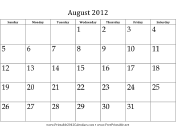 August 2012 Calendar calendar