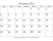 November 2012 Calendar calendar