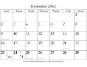 December 2012 Calendar calendar
