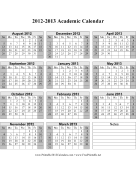 2012-2013 Academic Calendar