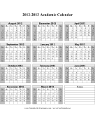 2012-2013 Academic Calendar calendar