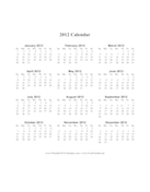 2012 Calendar on one page (vertical) calendar