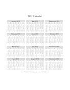 2012 Calendar (vertical grid) calendar