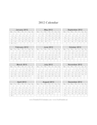 2012 Calendar on one page (vertical, week starts on Monday) calendar