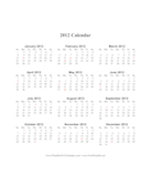 2012 Calendar on one page (vertical, holidays in red) calendar